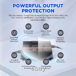 Chargeur de batterie de chariot élévateur 24V 20A Chargeur intelligent à faible courant avec afficheur LCD, 24 volts