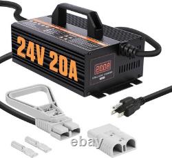 Chargeur de batterie de chariot élévateur 24V 20A, chargeur de chariot élévateur 24 volts intelligent automatique 24