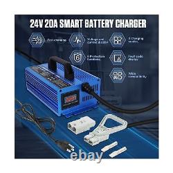Chargeur de batterie de chariot élévateur 24V 20A, chargeur intelligent entièrement automatique, batterie 24V C