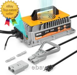 Chargeur de batterie de chariot élévateur 24V 30A Chargeur intelligent à charge lente IP67 étanche 24 volts 3