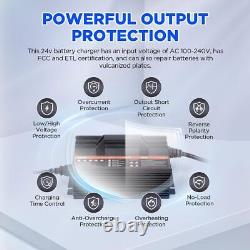 Chargeur de batterie de chariot élévateur de golf entièrement automatique 24V 20A pour batterie au plomb-acide