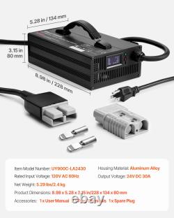 Chargeur de batterie de chariot élévateur intelligent entièrement automatique 24V 30A chargeur rapide portable
