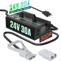 Chargeur de batterie intelligent 24V 30A avec affichage LCD pour chariot élévateur, voiture de golf, plomb-acide ETL