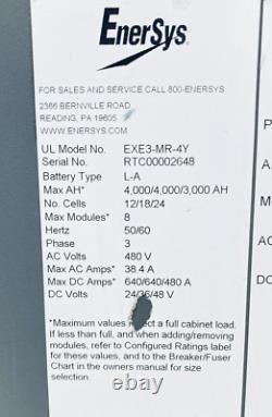 Chargeur de batterie pour chariot élévateur Enersys Exe3-mr-4y 480VAC 3 phases 50/60Hz 24/36/48V