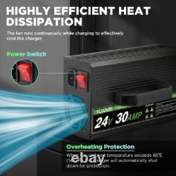 Chargeur de chariot élévateur 24 Volt 30 AMP Monophasé avec écran LCD pour batterie au plomb-acide