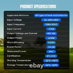 Chargeur de voiture de golf 48V 18A 1250W pour batterie au plomb compatible avec EZGO RXV et TXT