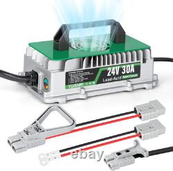 Chargeur intelligent de batterie de chariot élévateur 30A 24V, étanche IP67, 3 connexions
