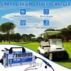 Chargeur intelligent de batterie lithium LiFePO4 25A 36V pour chariot de golf, moteur de traîneau et chariot élévateur