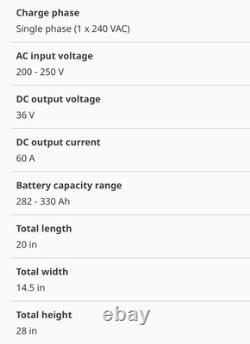 Nouveau chargeur de chariot élévateur 36 Volt 60 Amp 240v monophasé 36v 208v 220v 1p 60a