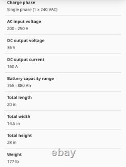 Nouveau chargeur de chariot élévateur 36 volts 160 ampères 240v monophasé 36v 208v 220v 1p 880 A/h